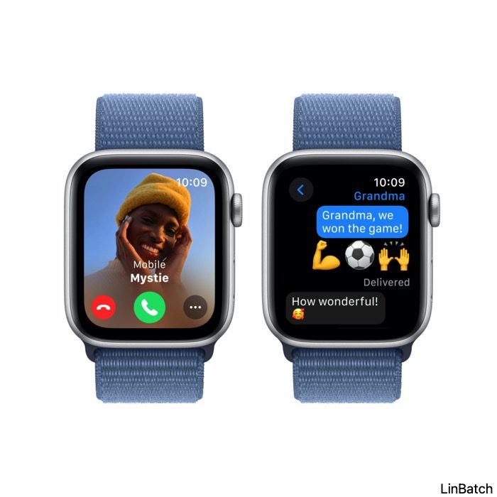 Apple Watch Series 10 GPS 46mm Silver Aluminium Case with Blue Cloud Sport Loop - Image 6