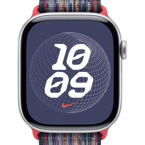 Apple-Watch-Series-10-46mm-Silver-Aluminum-Blue-Red-Nike-Sport-Loop-Pure-Front